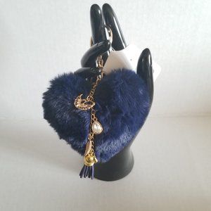 Heart Pom Pom Keychain with Charms
